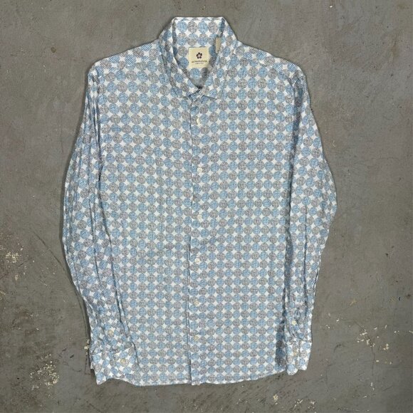 Altemflower Dress Shirt Made in Italy Linen Cotton Long Sleeve Textured 42 Large - Picture 2 of 10